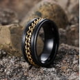 thumbnail image 3 of Yazi  Intertwine 8mm Spinner Ring Stainless Steel Fidget Ring Anxiety Ring for Men Black/Blue/Silver/Gold Fidget Anxiety Ring, 3 of 14