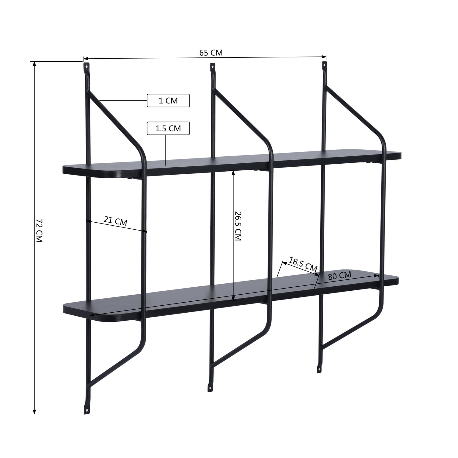 Kepooman 2-tier Shelving Unit Garage Storage Utility Rack Heavy Duty Shelves Organization, Multipurpose Shelf Warehouse Basement Kitchen Living Room pantry, 25.6"L x 8.26"W x 29.3"H, Black
