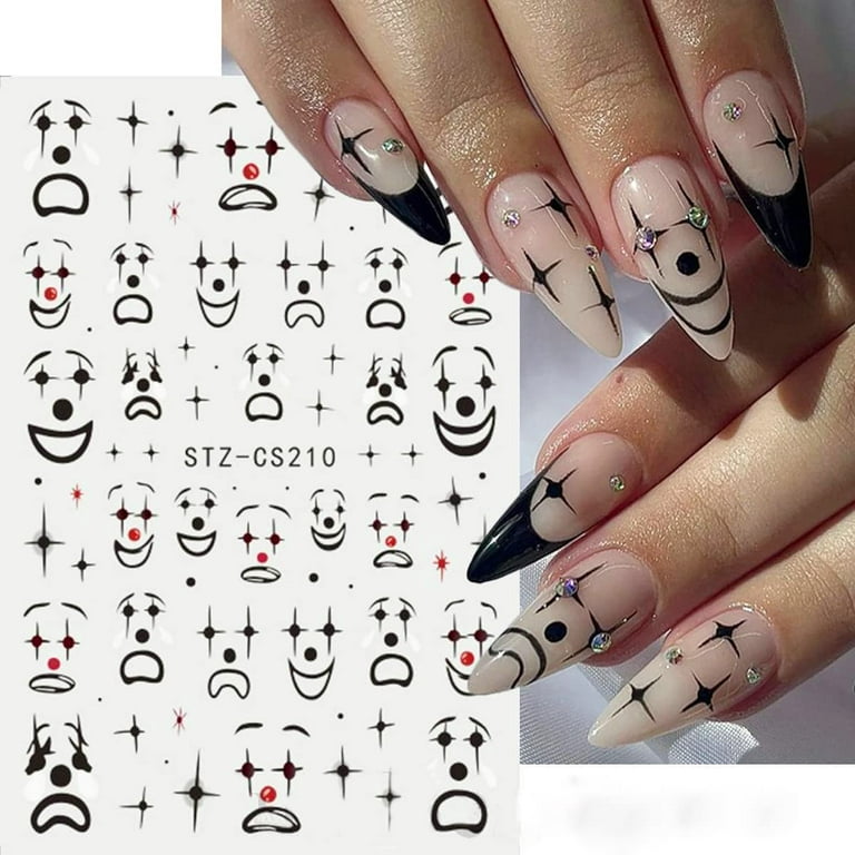 6 Sheets Gothic Nail Art Stickers Decal 3D Goth Horror Nail Art