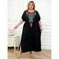 thumbnail image 6 of Edolynsa Plus Size Moroccan Kaftan Dress for Women Embroidery Caftan Tunic Maxi Beach Dresses Bathing Suit Cover up Sleepwear, 6 of 10
