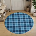 thumbnail image 3 of Round Area Rugs 4Ft, Teal Blue Checkered Non-Slip Washable Circle Rugs Carpet, Modern Farmhouse Blue Plaid Indoor Outdoor Rug Floor Mats Throw Runner for Bedroom Living Room Bathroom, 3 of 8