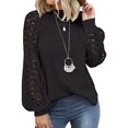 thumbnail image 1 of Hauts à Manches Longues pour Femmes en Dentelle, Blouses Décontractées Amples, T-Shirts, Noir, TTG, 1 of 4