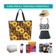 thumbnail image 6 of Pofeuu Yellow Black Plaid Sunflower Print Reusable Grocery Bags - Washable, Foldable, Packable Tote, Large Handles, Heavy Duty, Zippered Top Pouch, 6 of 8