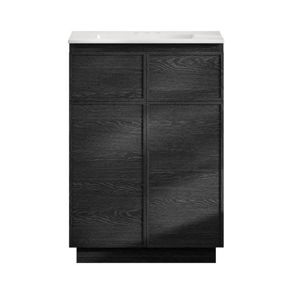St. Tropez 24" Freestanding Bathroom Vanity in Black Oak with 3-Hole Centerset Sink Top