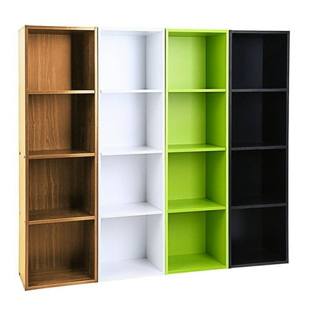 4 Layers Bookcase Storage Shelf Rack (Only Green) - Flat Book Storage Display Decorative Box Stand - Cube Unit Organizer - Easy Assembly - Home Living/ Dining Room/ Bedroom/ Office Bookcase