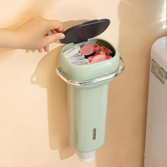 Wall Mounted Paper Cup Dispenser with Lid - No Drilling Required for Easy Installation | Holds Disposable Cups for Water Dispenser | Green & Yellow Plastic Design for Home Office School Use