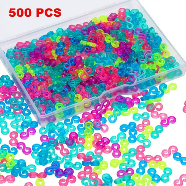 500 Pieces S Clips Rubber Band Clips Plastic Connectors Refills Kit