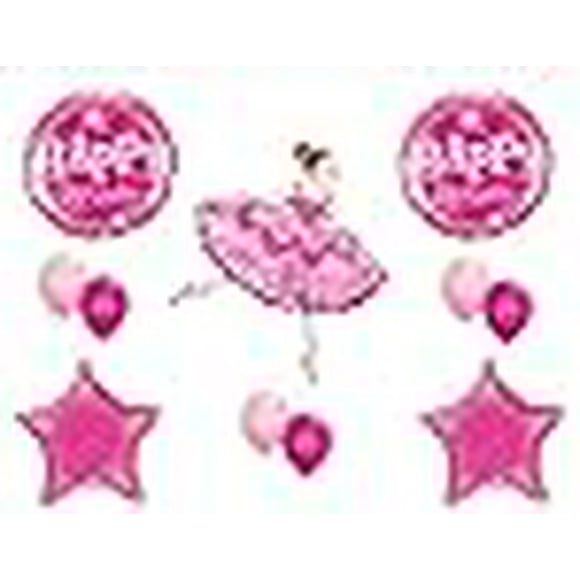 Pink Ballerina Happy Birthday Party Balloons Decorations Supplies