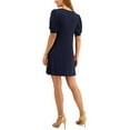 thumbnail image 2 of MSK Womens Navy Stretch Gathered Textured Pouf Sleeve Scoop Neck Short Party Shift Dress Petites PS, 2 of 2