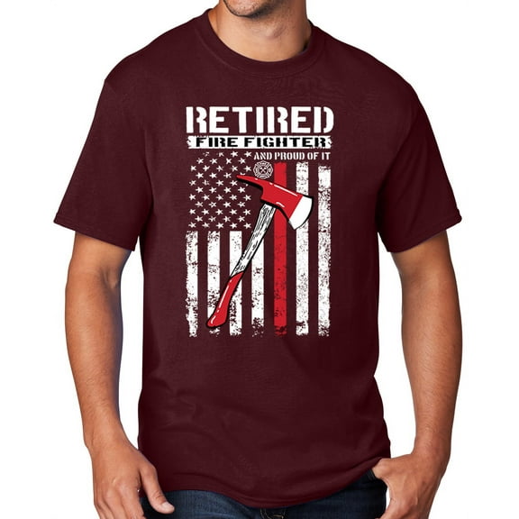 Men's Retired Firefighter with Axe T-shirt, 4XL Athletic Heather Maroon