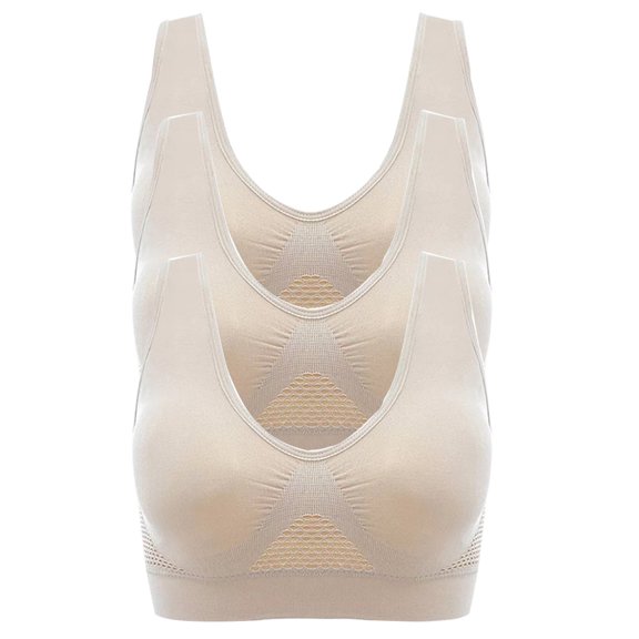 HYwys 3 Pack Women s Compression Wirefree Racerback Sports Bra With Removable Pads