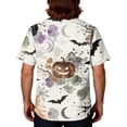 thumbnail image 4 of Domuza Mens Spooky Halloween Printed Scrub T-Shirt Spider Pattern Casual Short Sleeve V Neck Shirts Trendy Comfy Funny Medical Top with 3 Pocket White XL, 4 of 6