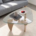 thumbnail image 3 of GZXS Glass Top Coffee Table, 35.8" Modern Center Table for Living Room, Easy Assembly, Clear & Natural, 3 of 6