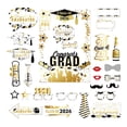 thumbnail image 2 of 25 Pcs Graduation Prop for Class of 2026 Personalized Hand Fans Photo Props Big Head Cutout on a Stick Blank Congrats Grad DIY Decorations for Class E, 2 of 8