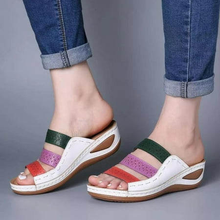 

Peep-toe Slide Slippers with PU Leather Premium Material Large Size for Birthday Party Adult Ceremony