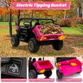 thumbnail image 3 of 24V Kids Ride on Dump Truck with Remote Control, 2 Seater Powered 4-Wheel UTV Toys, 4x200W Ride on Tractor Car w/ Electric Dump Bed, Shovel, Bluetooth Music, Pink, 3 of 17