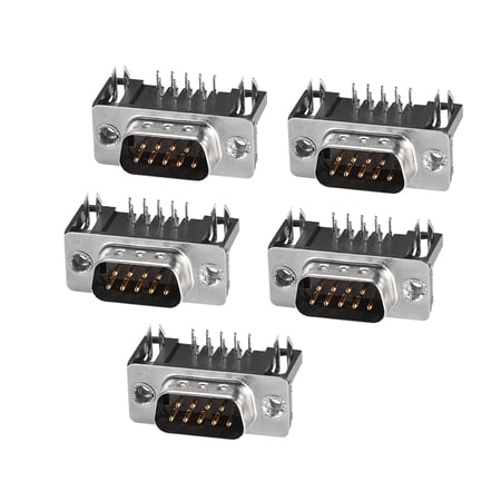 D-sub Connector Male Plug 9-pin 2-row Right Angle Black 5pcs price history on PriceWatchPro