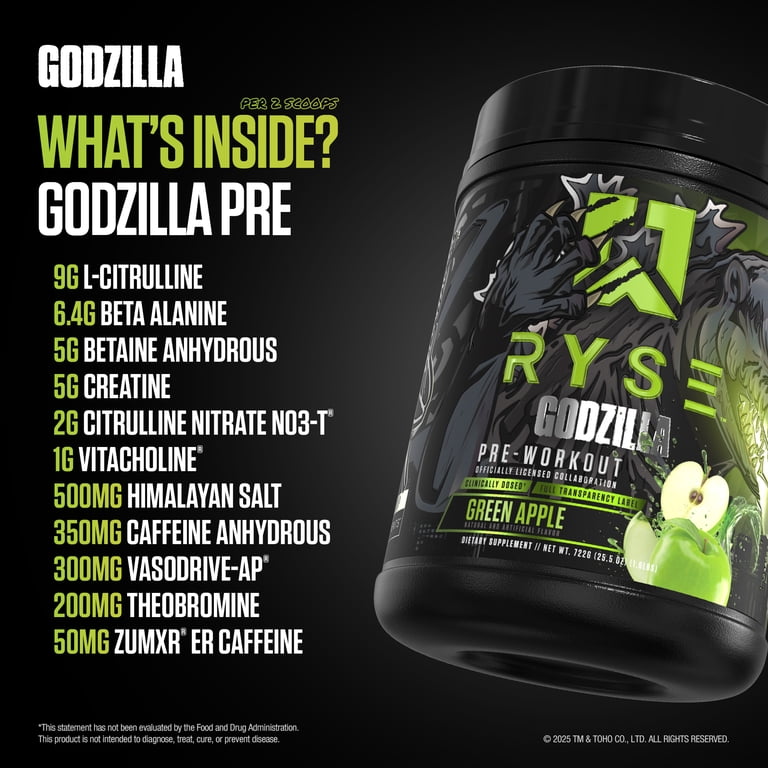 RYSE Godzilla X Noel Deyzel Pre Workout Powder - Green Apple - 20