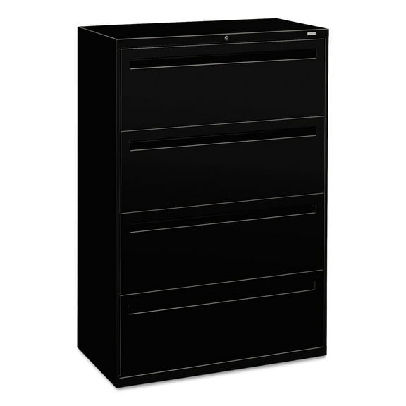 HON 4 Drawers Lateral Lockable Filing Cabinet, Black