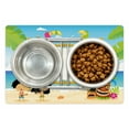 thumbnail image 1 of Luau Pet Mat for Food and Water, Hawaiian Children with a Plain Board Exotic Cheerful Birds and Masks, Non-Slip Rubber Mat for Dogs and Cats, 18" X 12", by Ambesonne, 1 of 2