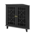 thumbnail image 6 of Walker Edison Transitional Fretwork Doors Corner Accent Cabinet, Black, 6 of 10