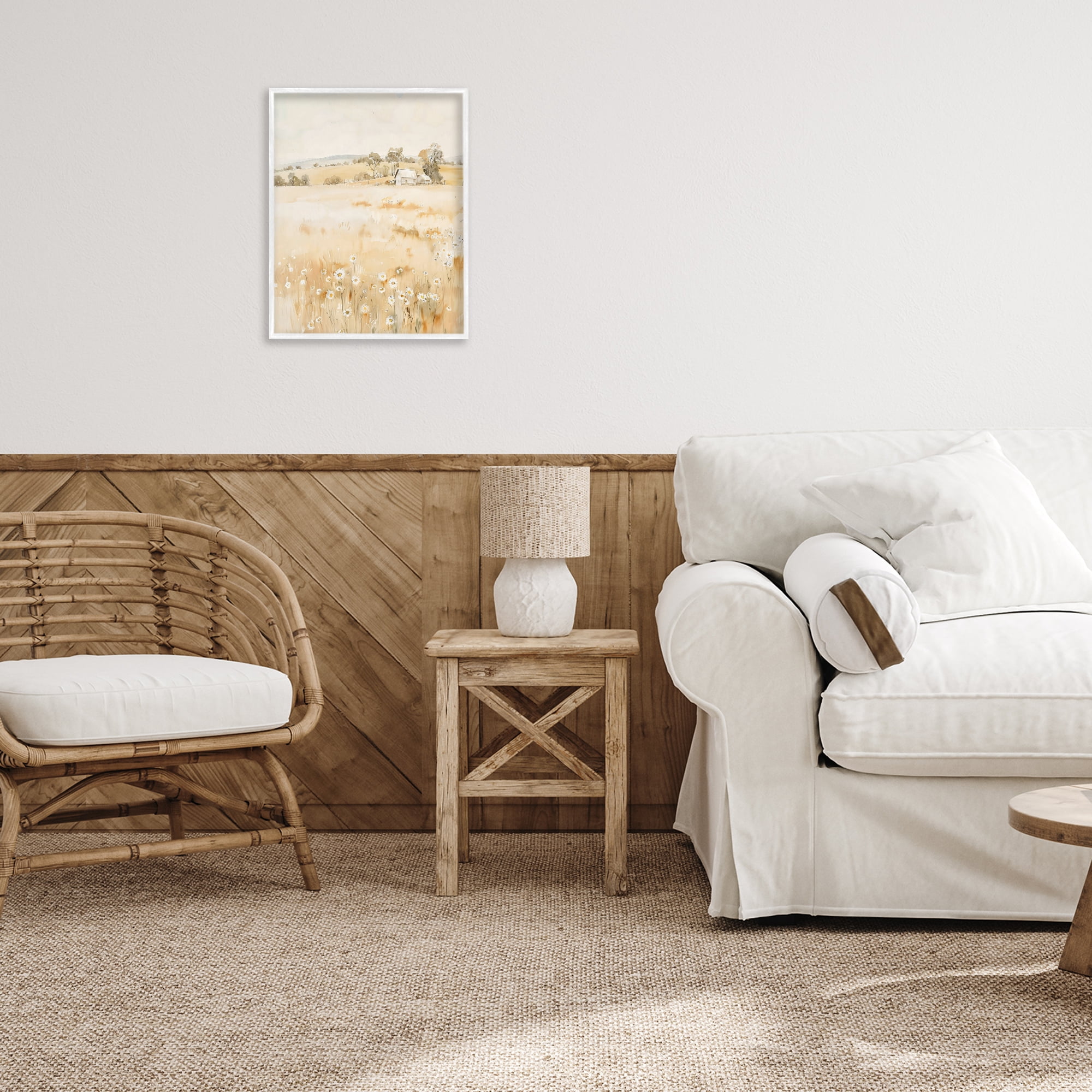 Stupell Industries Farm Country Meadow with Daisies White Framed Giclee Art, design by Creative Studio