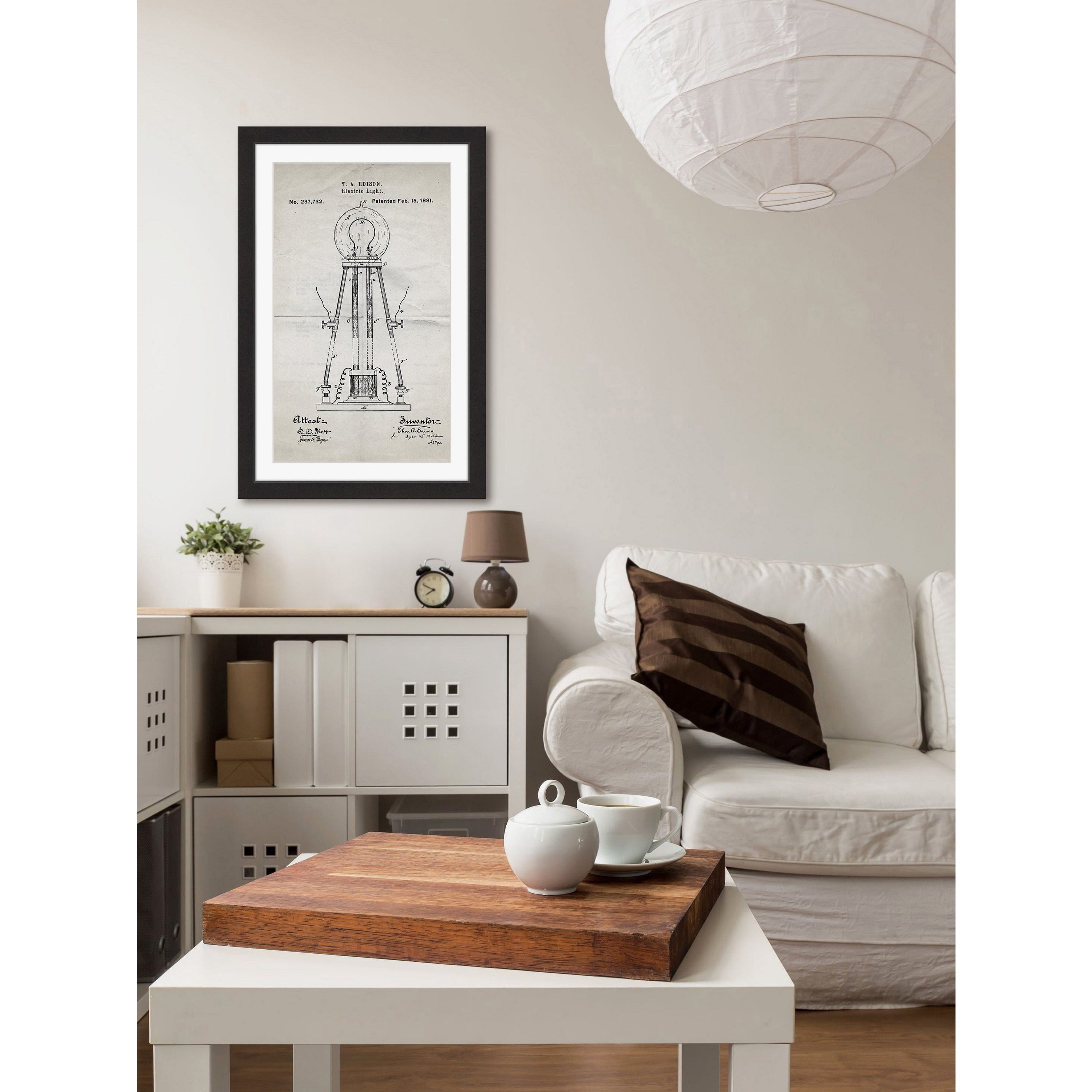 "Edison Light 1881 Old Paper" Framed Painting Art Print, 16" x 1.5"