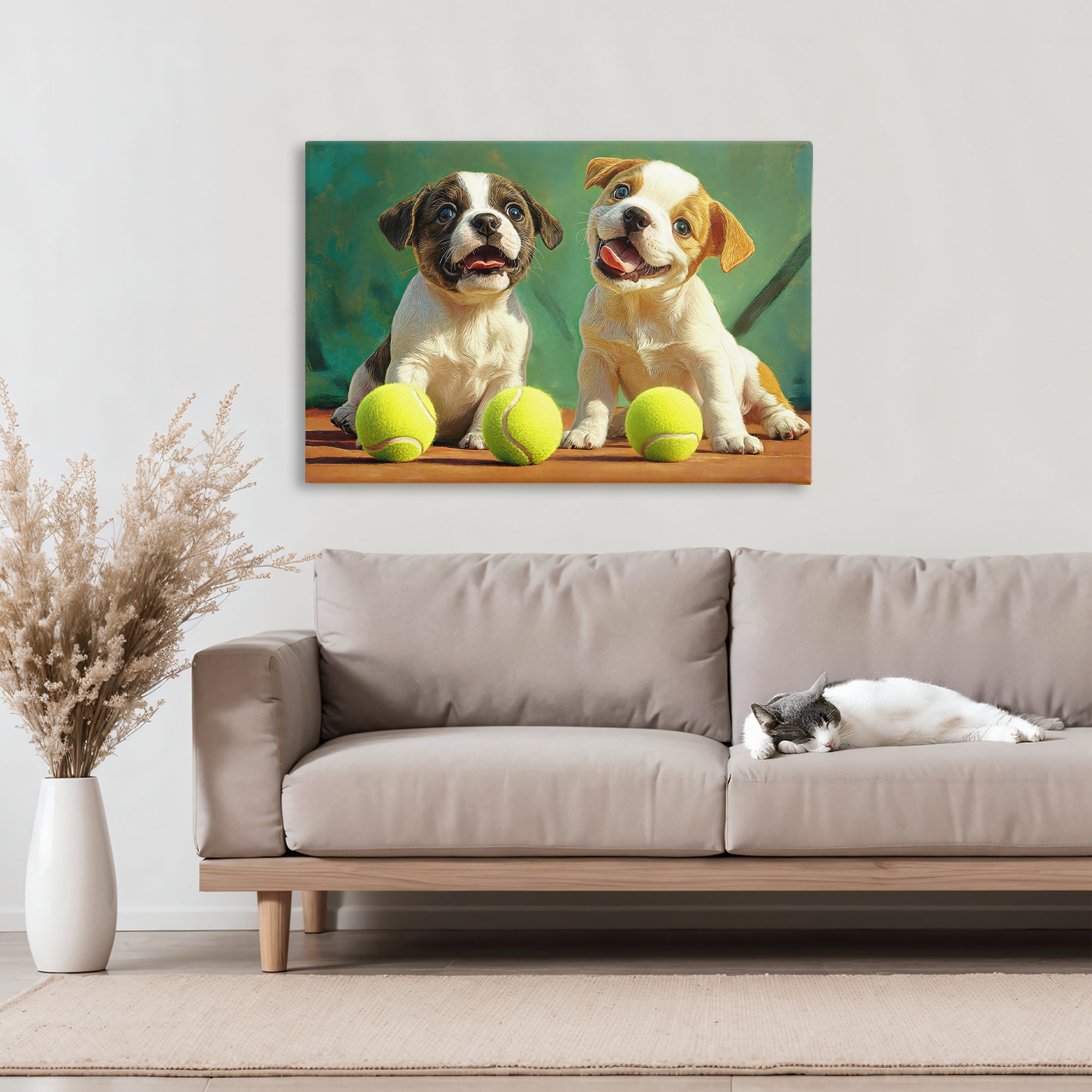 Stupell Industries Adorable Puppies with Tennis Balls Canvas Wall Art, design by Imagine It Images