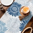 thumbnail image 3 of Blue Grey Sunflowers Table Runner 36 Inches, Boho Vintage Floral Rustic Blossom Bed Runner Dresser Scarves Tabletop for Indoor Outdoor Parties/Ceremony/Banquet, 13"x 36", 3 of 9