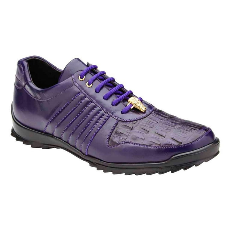 Belvedere Mens' Astor Purple Genuine Caiman Crocodile Soft Calf