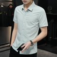 thumbnail image 3 of Camisa y blusa de manga corta para hombre, diseño a rayas, estilo vintage, de alta calidad, con botones, estilo moderno, ajustado, estética, para verano, 3 of 5