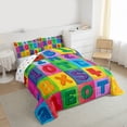 thumbnail image 3 of Manfei 26 Letters Alphabet Full Size Comforter Sets,Colorful Geometric Checkered Bedding Comforter Set,Rainbow Abc Bedding Sets For Girls Boys,Luxury Bedroom Decor Reversible,3-Piece, 3 of 8