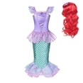 thumbnail image 3 of Disney-vestido de la Sirenita Ariel para niña, conjunto de disfraz de sirena, ropa de fiesta de cumpleaños y Carnaval, 3 of 5