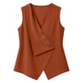 thumbnail image 5 of Womens Tops Gsakboxl Women Casual V‑Neck Button‑Decorated Sleeveless Linen Tank Top Blouse Orange L, 5 of 7