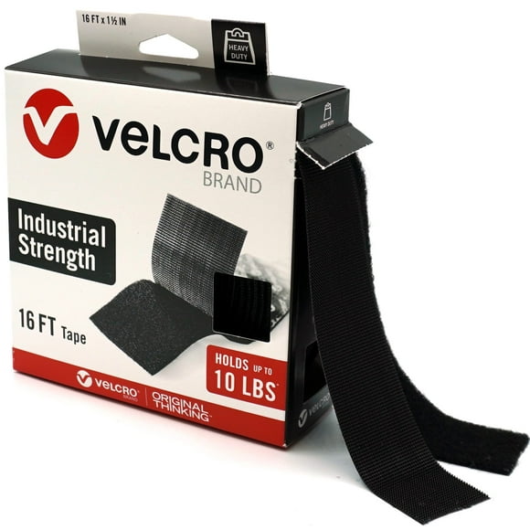 Cinta adhesiva marca VELCRO, rollo de 16 pies, 4,8 m, color negro industrial