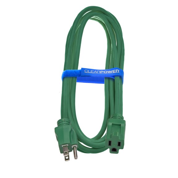 Clear Power 16/3 SJTW 15 ft Lawn & Garden Outdoor Extension Cord, Ideal for Yard & Landscaping Decorations, Green, CP10198