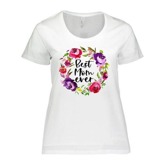Inktastic Mother's Day Best Mom Ever with Floral Wreath Women's Plus Size T-Shirt