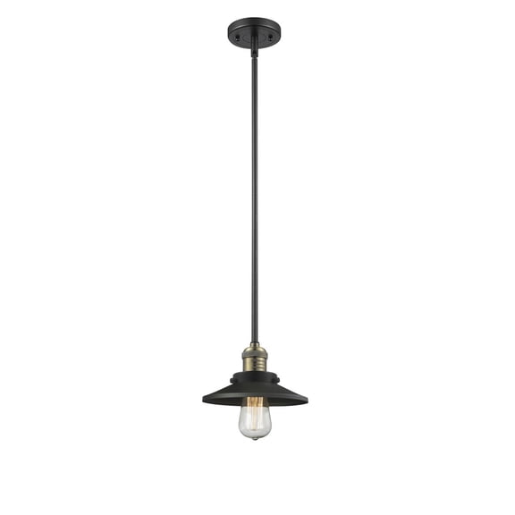 Innovations 1-LT LED Railroad 8" Mini Pendant - Black Antique Brass - 201S-BAB-M6-LED