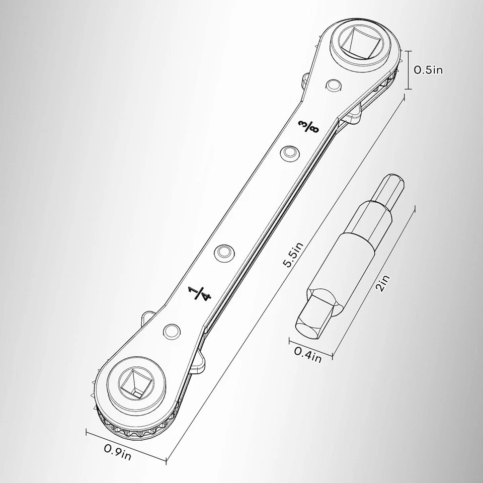 CIRCLE- Hvac Service Wrench Refrigeration Ratcheting Wrench 3/8 1/4 5/16 3/16 Ac W Tool