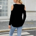 thumbnail image 6 of Jalioing Women's Long Sleeve Fashion Tops Ribbed Cold Shoulder Scoop Neck Shirts Casual Loose Fall Tunic Blouses, 6 of 8