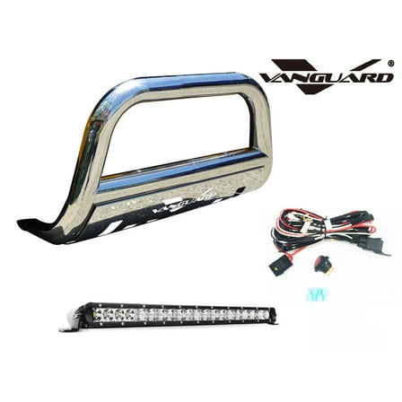 VGUBG-1221SS 3 inch Stainless Steel Bull Bar with Skid Plate and 20 inch Light Bar