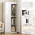 thumbnail image 6 of HOMCOM 71" Tall Kitchen Pantry Cabinet with Soft-Close Hinges, Farmhouse Freestanding Pantry Storage Cabinet with Adjustable Shelves, White, 6 of 9