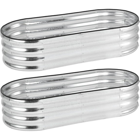 2 Pack Galvanized Raised Garden Bed Oval Planter Box (4.5x2x1 FT) - Open Base for Drainage, Tool-Free Assembly, Sturdy Metal Raised Beds for Vegetables, Flowers, Herbs - Outdoor & Weather Resistant