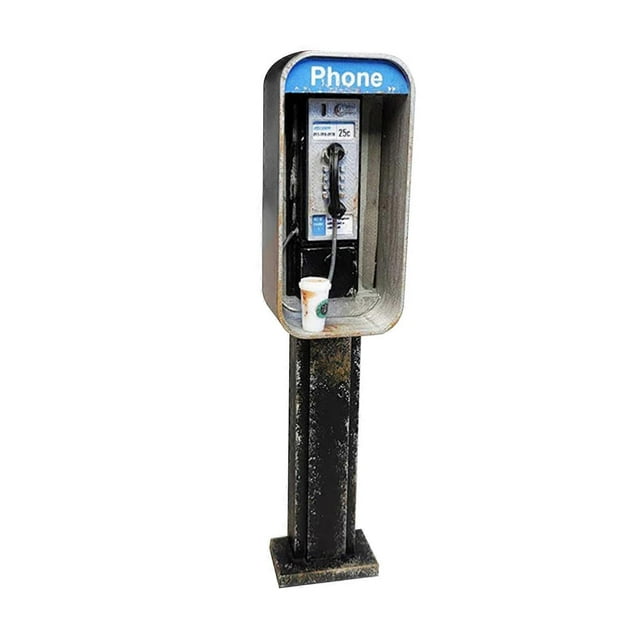Miniature American Payphone 1:12 Scale Retro Telephones Ornament, Mailbox Model Decoration Dollhouse Furniture, Resin Collection Toy Gifts