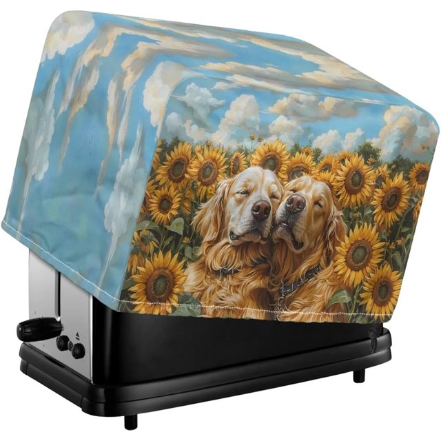 Cute Golden Retriever Toaster Covers 2 Slice Toaster Dust Proof Cover Protector Small Appliance Bread Maker Oven Accessories Kitchen Decor