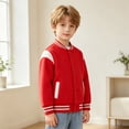 thumbnail image 5 of Grblisyd Kids Baseball Jackets Boys Girls Jacket Casual Lightweight Fit Varsity Button Long Sleeve School Coat with Pocket, 5 of 6