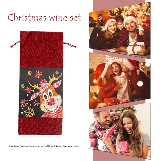 Cuadros Decorativos Kit de fundas para botellas de vino de Navidad con pintura de diamantes, bolsas de champán con diamantes de imitación Ehuebsd Nuevos Originales