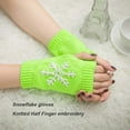 thumbnail image 3 of 1 Pair Knit Half Finger Glove Comfortable Winter Simple Knitting Craft Fingers Covers Hand Mittens with Snowflake Pattern, 3 of 6