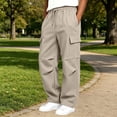 thumbnail image 2 of Annhoo Boys Girls Cargo Joggers Pants with Pockets Fashion Drawstring Elastic Waist Pleated Pants Basic Casual Trousers, 2 of 7