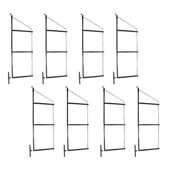 8 Pack of 3 Tier Shipping Container Shelving Bracket with 18"(D) x 60"(H) - Black Powder Coated Steel Shelf Brackets for Heavy Duty Trailer Containers - Easy to Assemble & Remove